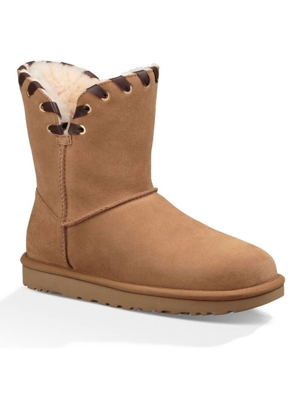 Ugg chestnut Aidah slip on suede sheepskin ankle boot size 6